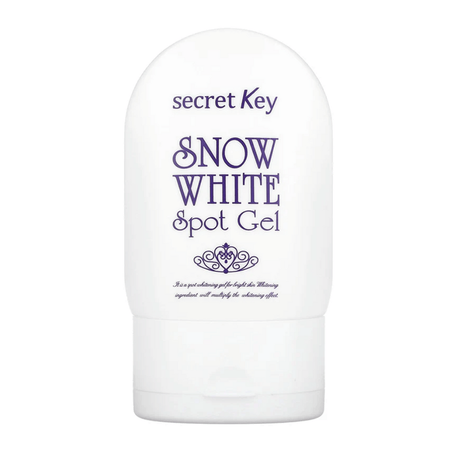 Produktbild på Secret Key Snow White Spot Gel i vit förpackning med lila text.