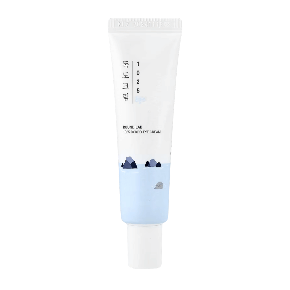 Round Lab 1025 Dokdo Eye Cream Produktbild mit minimalistischem Design, feuchtigkeitsspendender Formel für empfindliche Haut und verbesserter Hautelastizität