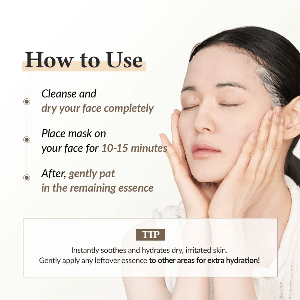 Anwendung von Dr. Althea 345 Relief Cream Mask sheet mask – 10–15 Minuten auftragen für hydratisierte und beruhigte Haut