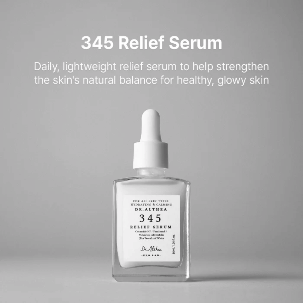 Dr. Althea 345 Relief Serum 30 ml – leicht feuchtigkeitsspendendes Serum für empfindliche Haut mit Ceramiden, Panthenol und tea tree-Wasser.