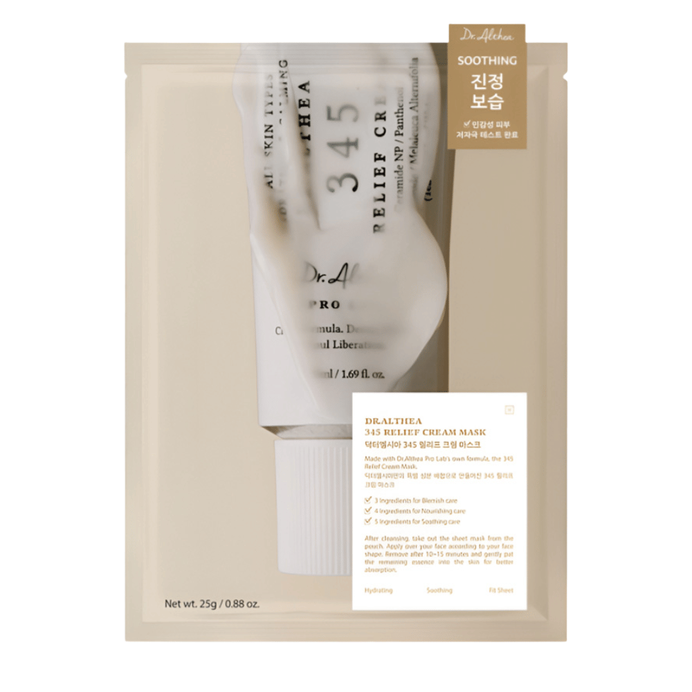 Dr. Althea 345 Relief Cream Mask sheet mask mit beruhigenden Inhaltsstoffen wie Niacinamid, Ceramid und Centella Asiatica