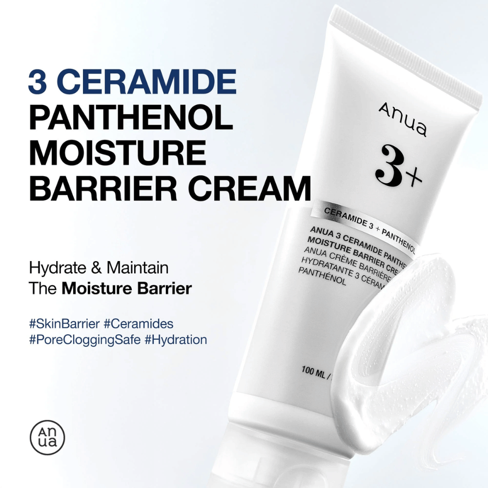 Anua 3 Ceramide Panthenol Moisture Barrier Cream – spendet Feuchtigkeit und stärkt die Schutzbarriere der Haut.