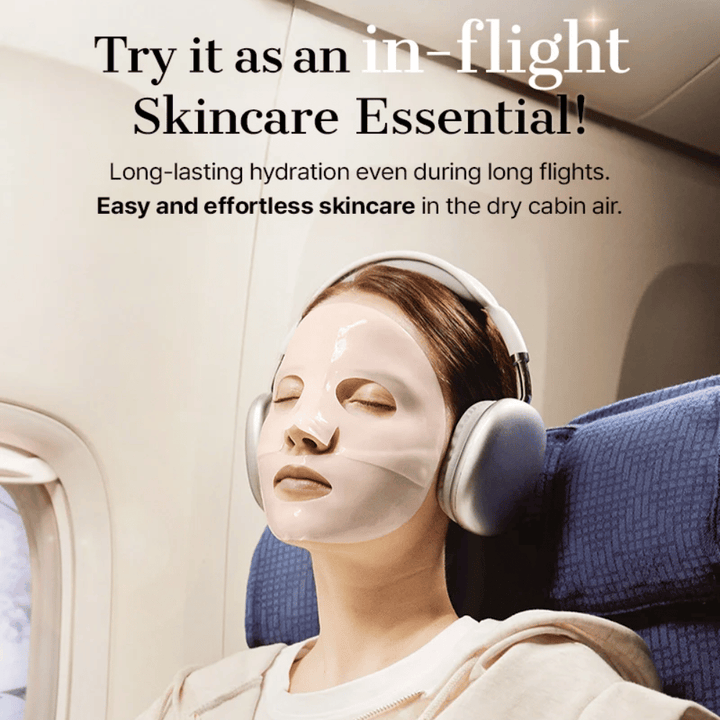 COSRX 5 PDRN Hyaluronic Acid Vital Hydrating Hydrogel Mask verwendet als feuchtigkeitsspendende sheet mask während des Fluges für langanhaltende Feuchtigkeit und beruhigende Wirkung