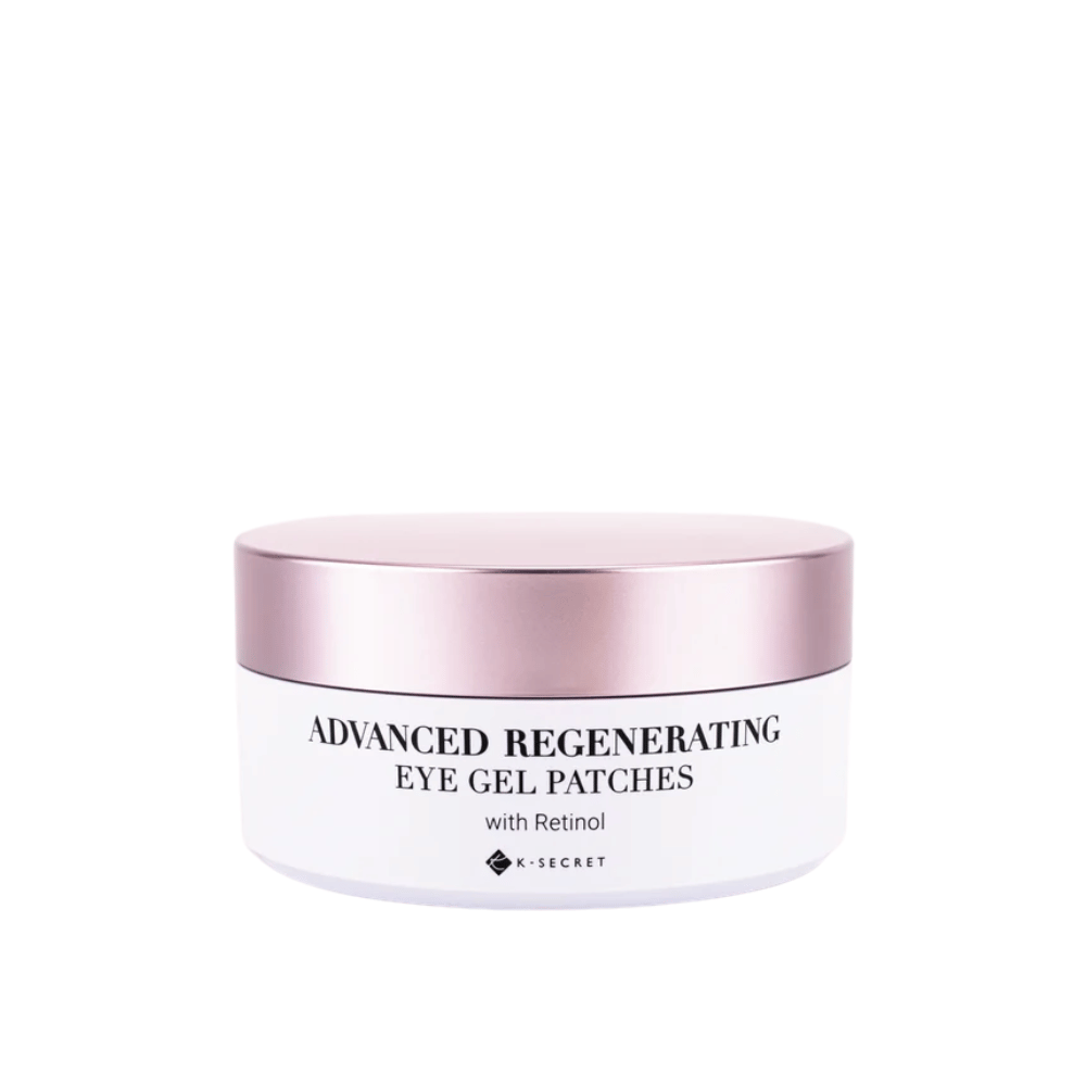 Dose mit K-Secret Advanced Regenerating Eye Gel Patches mit Retinol und rosa Deckel.
