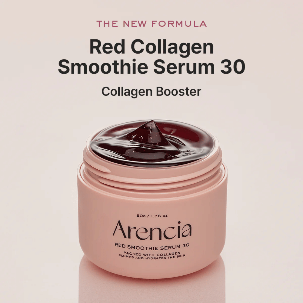 Arencia Red Smoothie Serum 30 in rosa Dose, neue Formel, die als Kollagen-Booster wirkt.