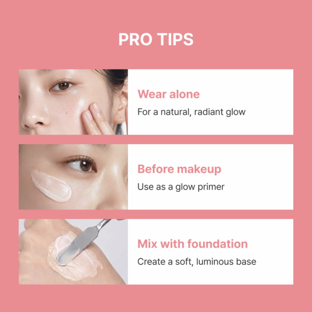 Heimish Artless Glow Base – drei Möglichkeiten, Glow primer zu verwenden: allein, vor dem Make-up oder gemischt mit foundation für extra Ausstrahlung.