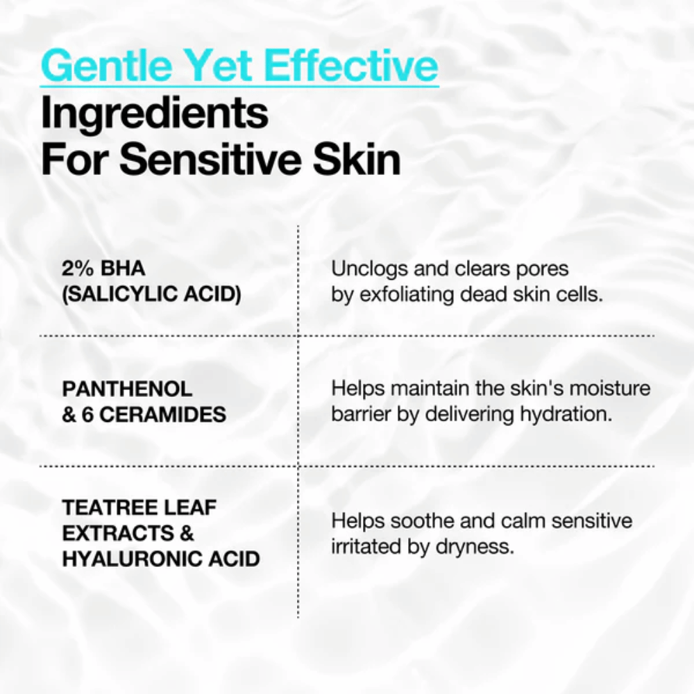Anua BHA 2% Gentle Exfoliating Toner – Inhaltsstoffe für empfindliche Haut mit 2% BHA, Panthenol, Ceramiden und Hyaluronsäure