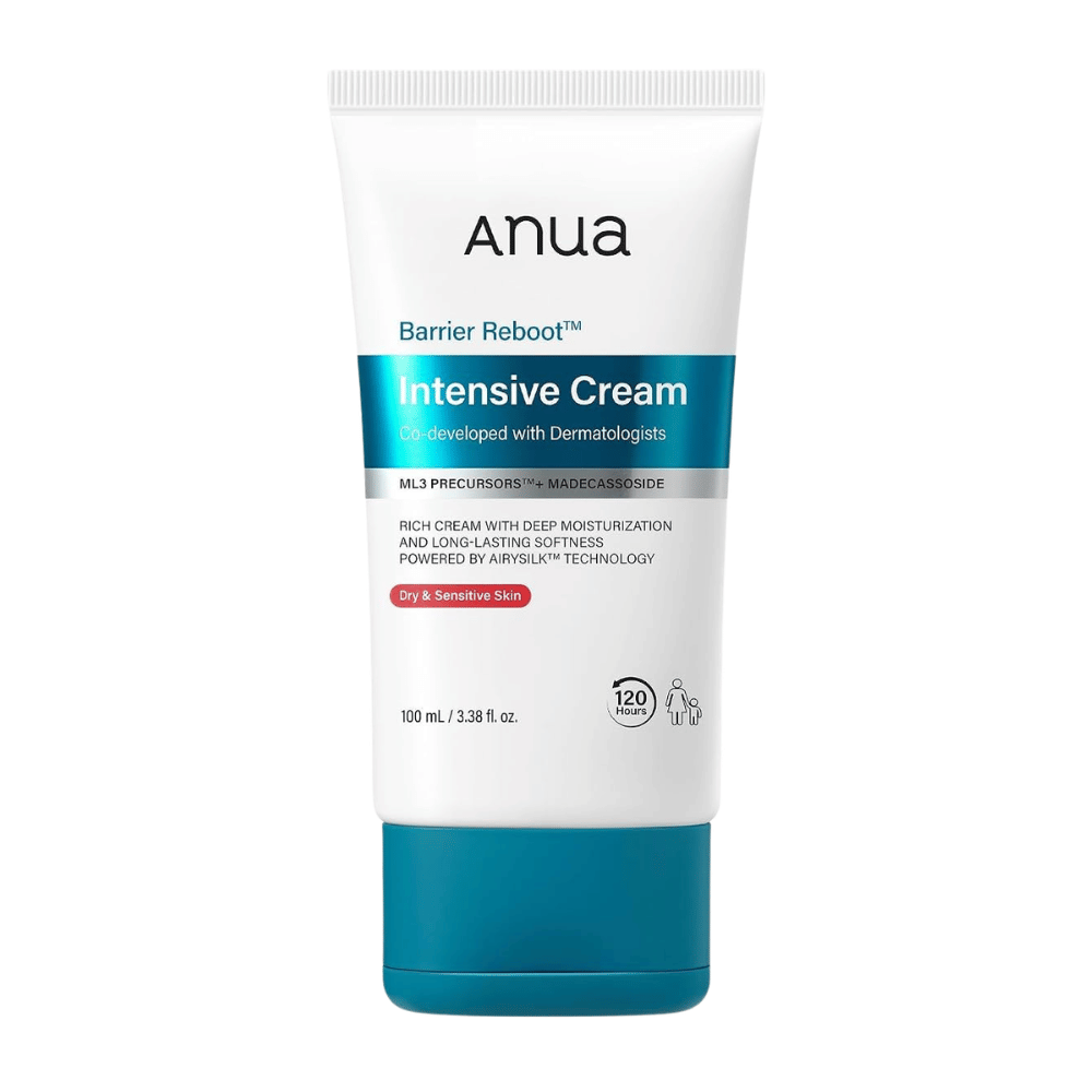 5. Anua Barrier Reboot Intensive Cream 100ml – weiße Verpackung mit türkisfarbenem Deckel vor weißem Hintergrund