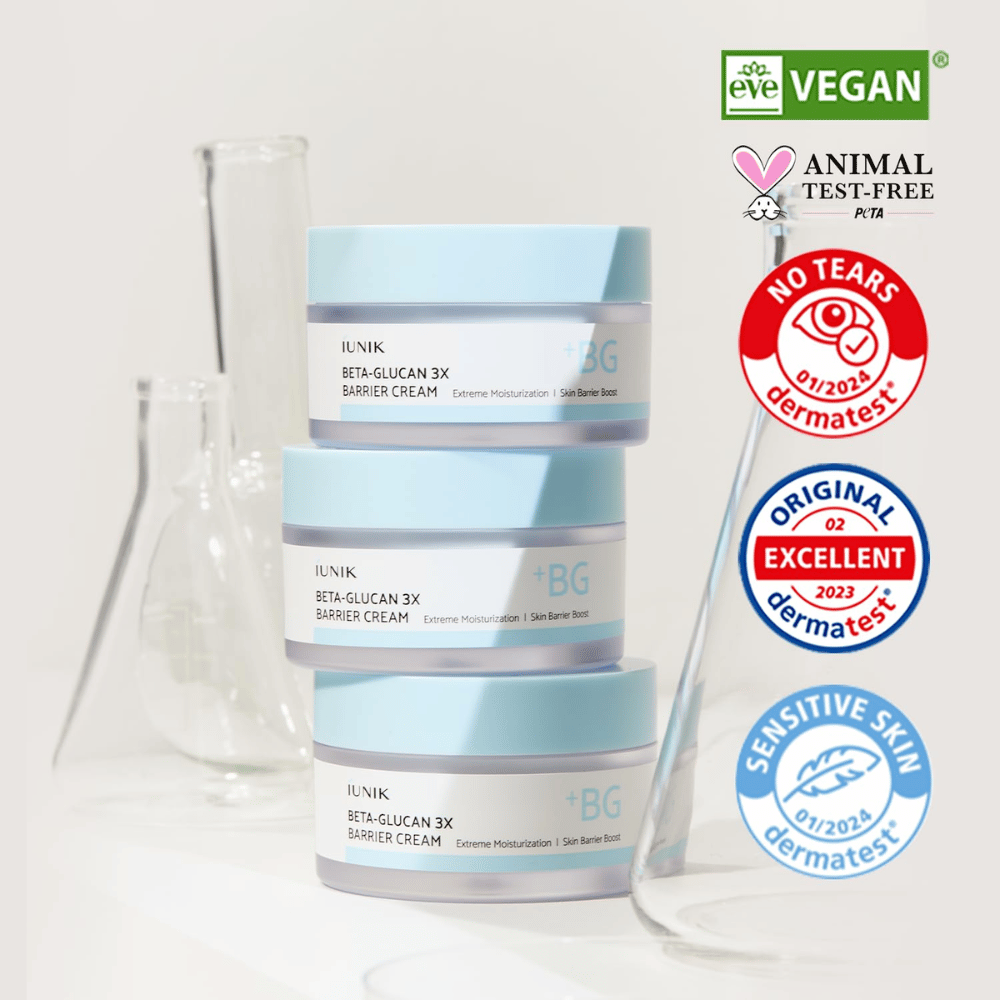 iUNIK Beta-Glucan 3X Barrier Cream mit veganer Formel und dermatologisch getesteter Barrierecreme für empfindliche Haut