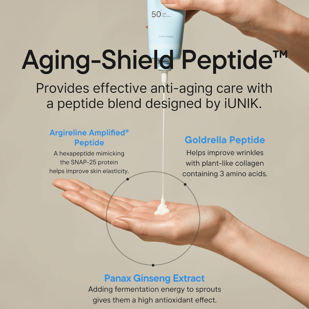 iUNIK Beta-Glucan Barrier Sunscreen SPF50+ PA++++ mit Peptiden und Beta-Glucan für Feuchtigkeitspflege und Anti-Aging