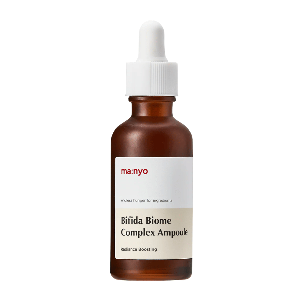 Freigestelltes, reines Produktbild von ma:nyo Bifida Biome Complex Ampoule auf hellem Hintergrund.