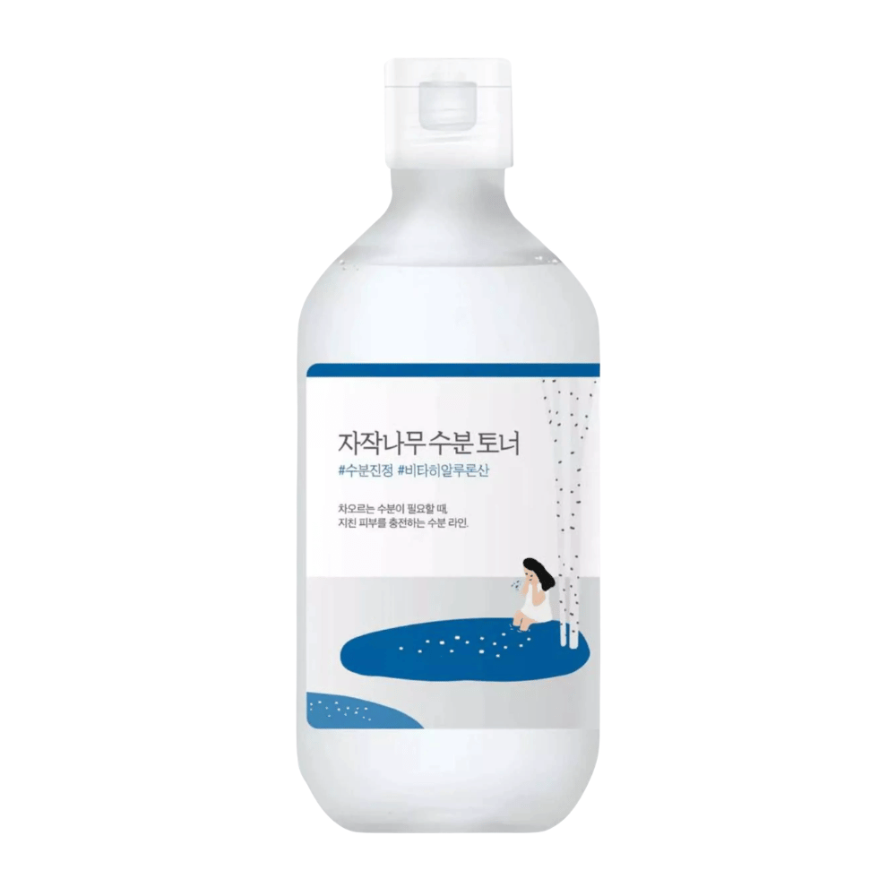 Geradlinige Produktaufnahme von ROUND LAB Birch Juice Moisturizing Toner auf weißem Hintergrund
