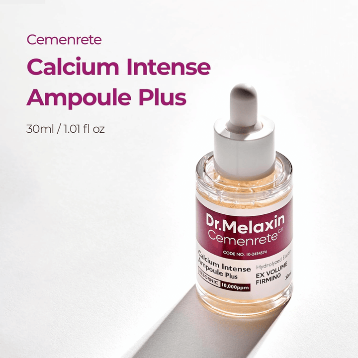 Dr. Melaxin Cemenrete Calcium Intense Ampoule Plus 30 ml, eine intensive Ampulle für Festigkeit und Volumen mit hydrolysiertem Elastin und REBORNIC-Komplex.
