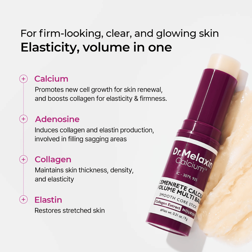 Dr. Melaxin Cemenrete Calcium Volume Multi Balm mit Kalzium, Adenosin, Kollagen und Elastin für erhöhte Elastizität, straffere Haut und verbesserte Hautstruktur.