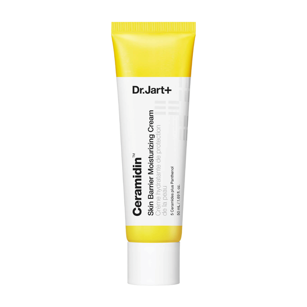 Tube mit Dr. Jart+ Ceramidin Skin Barrier Moisturizing Cream, feuchtigkeitsspendende Hautcreme.