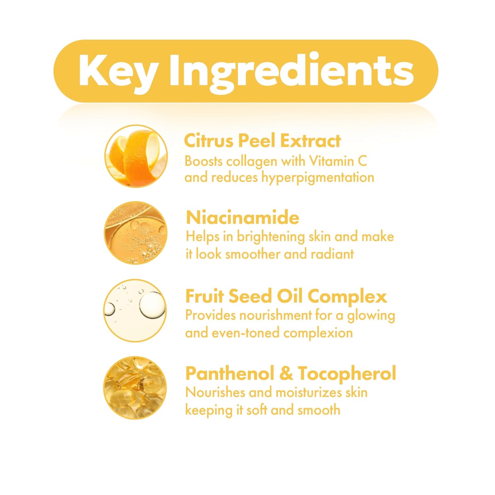 FRUDIA Citrus Brightening Toner – Schlüsselzutaten wie Citrus Peel Extract, Niacinamid, Fruit Seed Oil Complex sowie Panthenol und Tocopherol für klarere und gleichmäßigere Haut.
