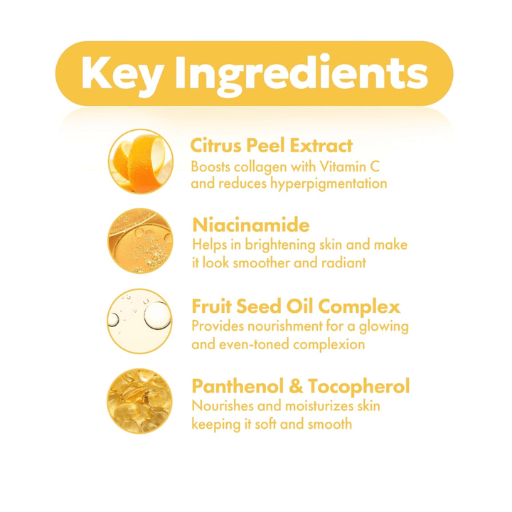 FRUDIA Citrus Brightening Toner – Schlüsselzutaten wie Citrus Peel Extract, Niacinamid, Fruit Seed Oil Complex sowie Panthenol und Tocopherol für klarere und gleichmäßigere Haut.