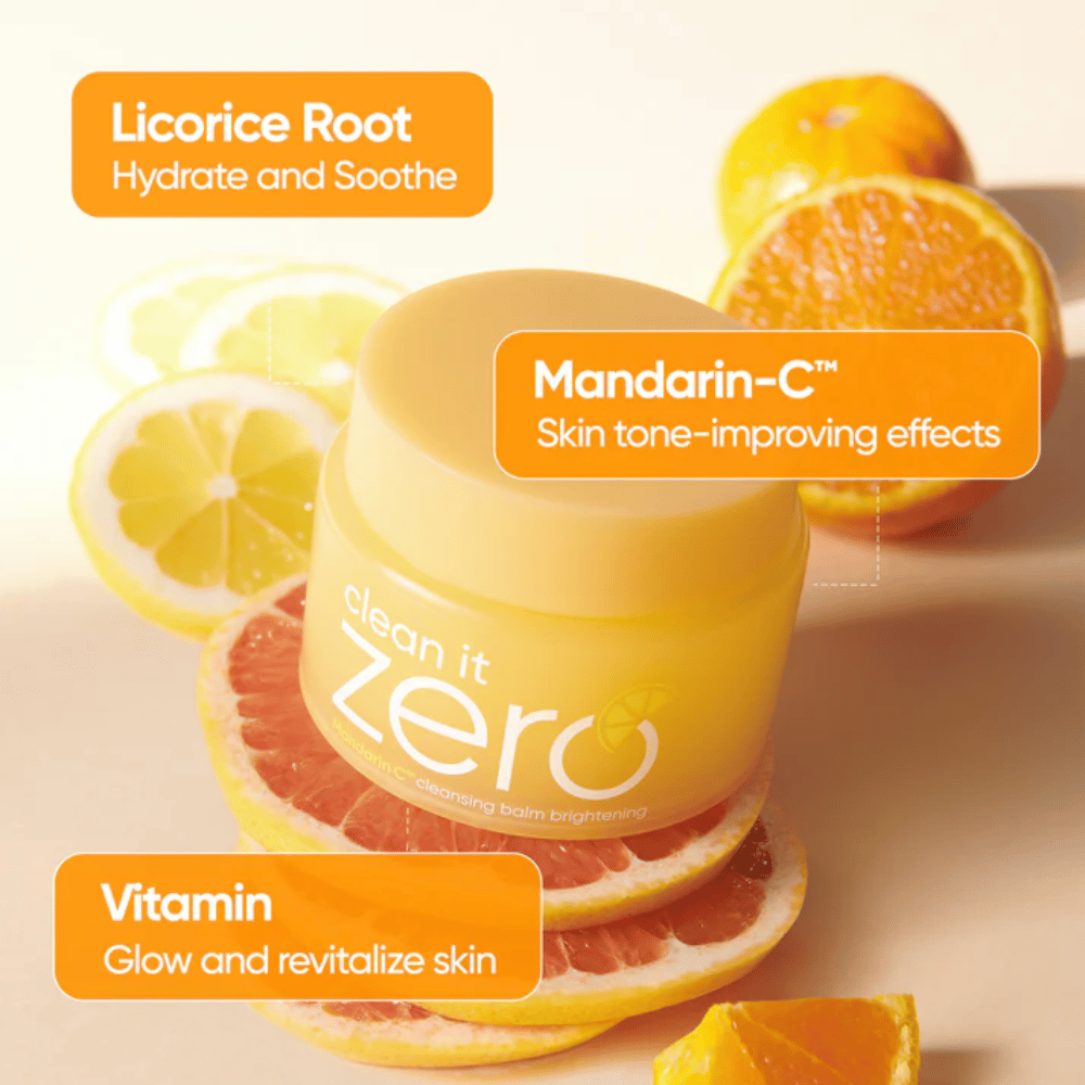 Banila Co Clean It Zero Mandarin-C Cleansing Balm mit Orangenextrakt, der den Hautton und die Ausstrahlung verbessert und ungleichmäßiger Haut sowie feinen Linien entgegenwirkt