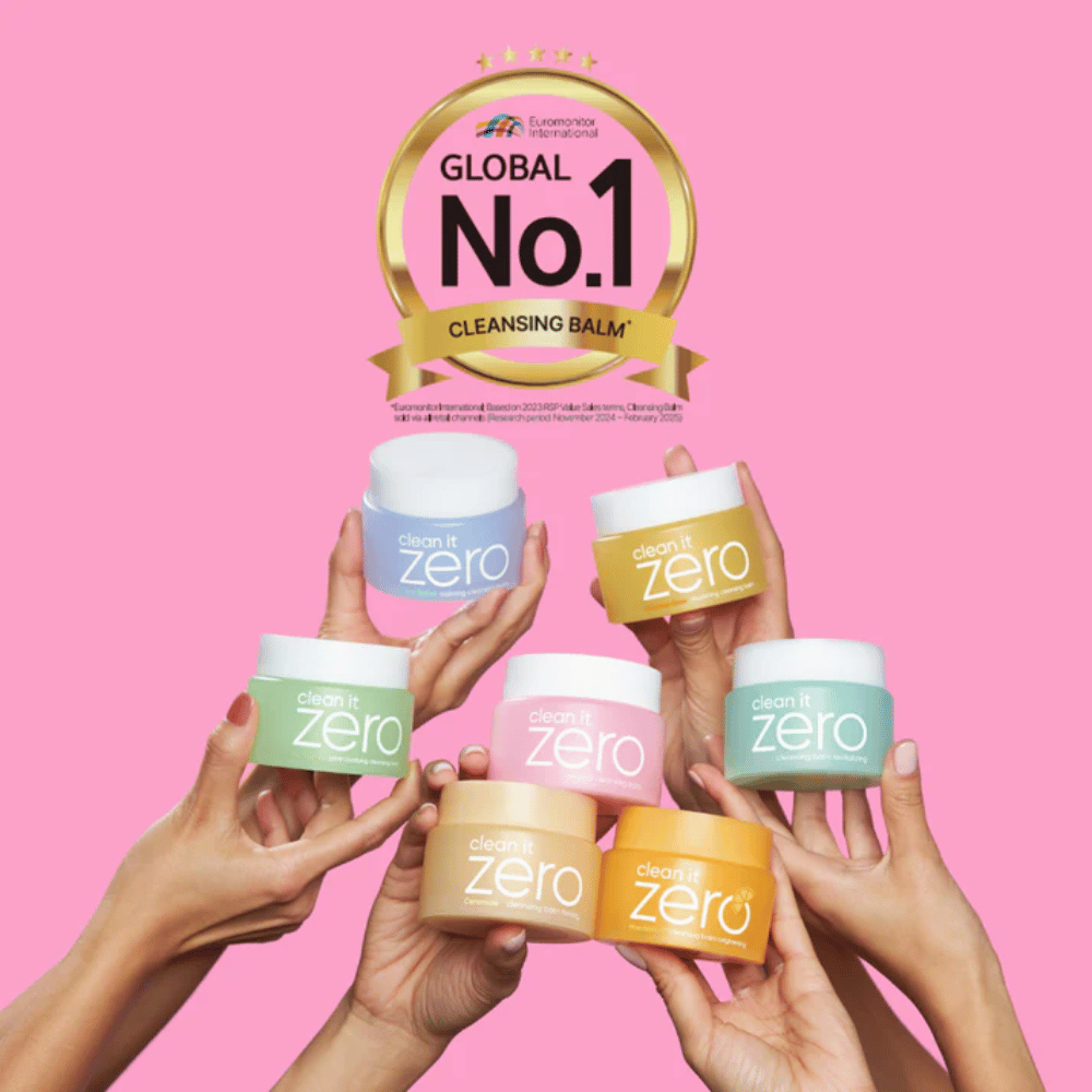 Clean It Zero Cleansing Balms in mehreren Varianten, präsentiert mit der Kennzeichnung Global No.1 Cleansing Balm, beliebte koreanische Reinigung für alle Hauttypen.