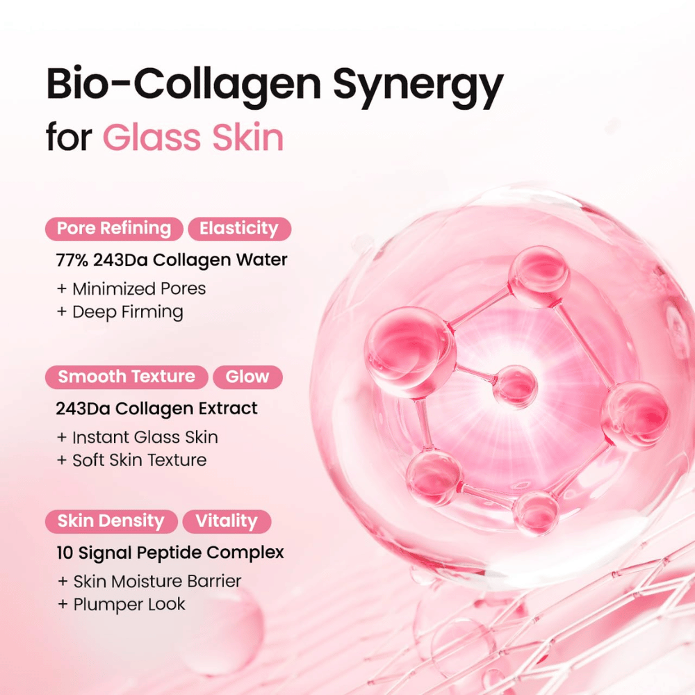 Biodance Collagen Peptide Jelly Serum Mist mit 77 % Kollagenwasser, Kollagenextrakt und Peptidkomplex für Ausstrahlung, Spannkraft und Feuchtigkeit.