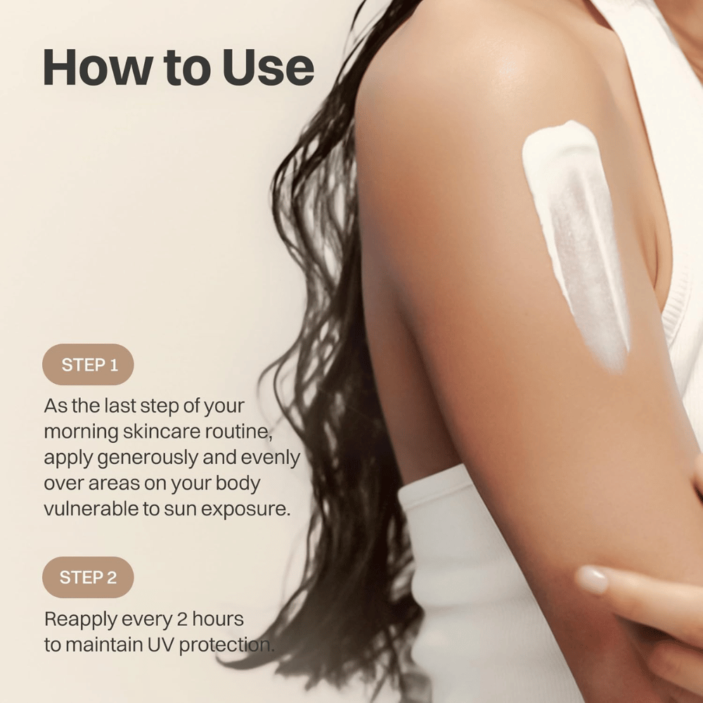 Beauty of Joseon Comfort Protection Mineral Body Sun Lotion SPF30 wird auf den Arm aufgetragen