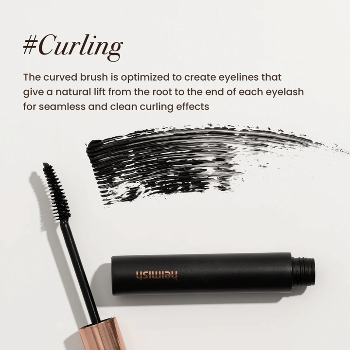 Heimish Dailism Smudge Stop Mascara Curling mit gebogener Bürste, die die Wimpern hebt und formt für ein natürliches, aber haltbares Curl-Ergebnis.