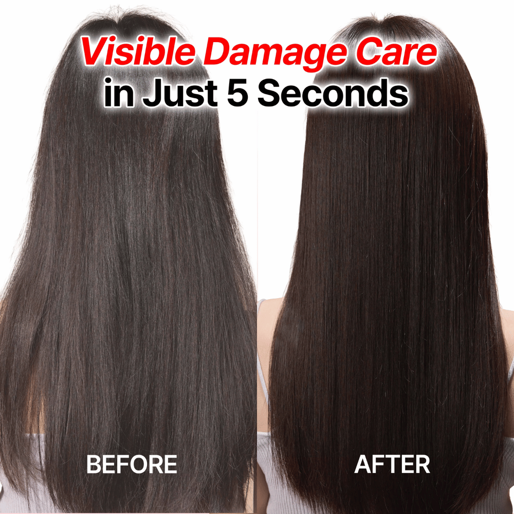 Vorher-Nachher-Ergebnisse mit GROWUS Damage Therapy Shampoo EX für glatteres und gesünderes Haar