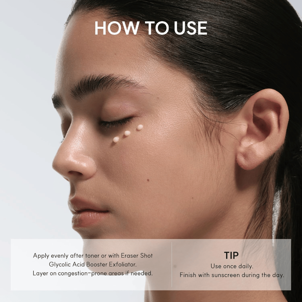 Arencia Eraser Shot Glycolic Acid Booster – Anwendung einer exfolierenden Gesichtscreme mit Glykolsäure