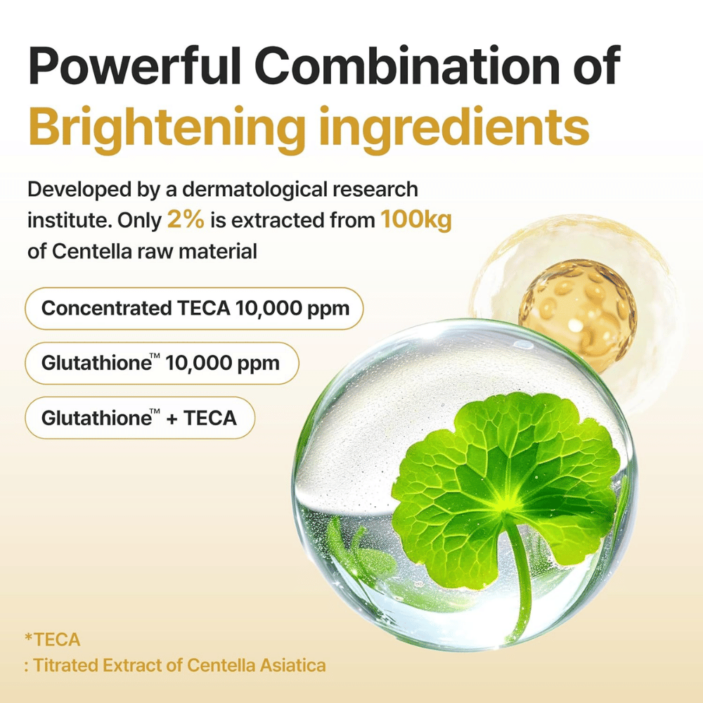 Centellian24 Expert Madeca Mela Capture Ampoule Max mit TECA 10.000 ppm und Glutathion 10.000 ppm für einen ebenmäßigeren Hautton und mehr Ausstrahlung.