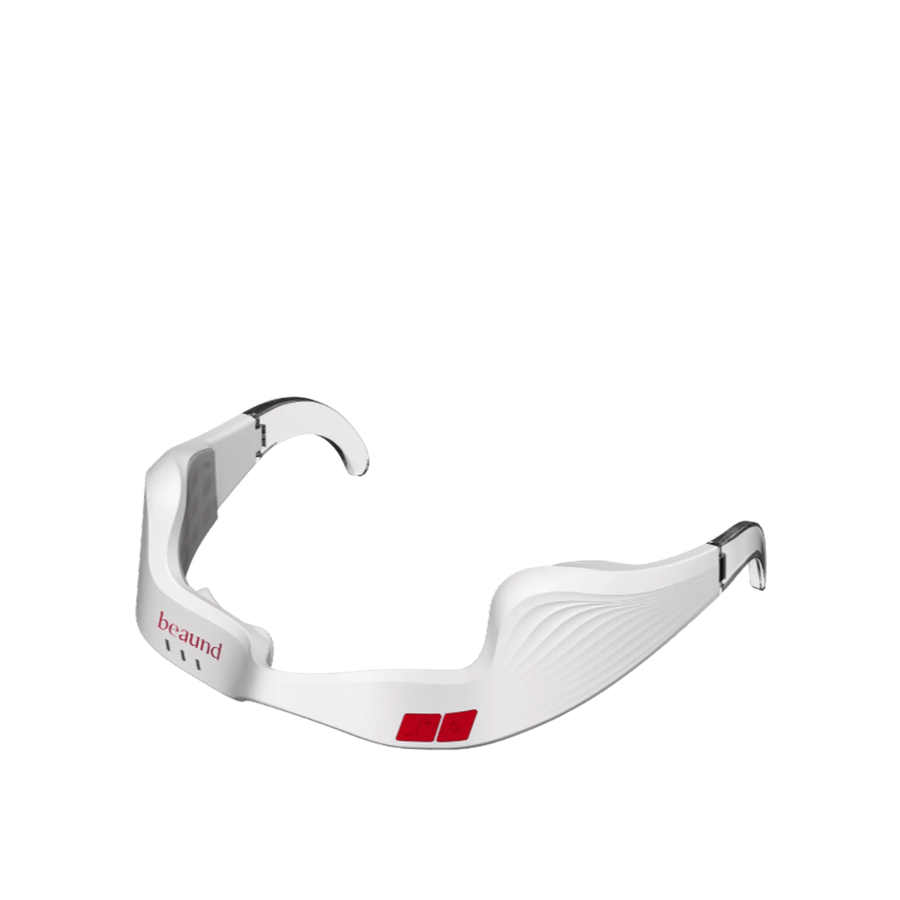 Freigestelltes Produktbild von Beaund Eye Rejuv in minimalistischem weißem Design mit transparenten Details und intuitiven Bedientasten.