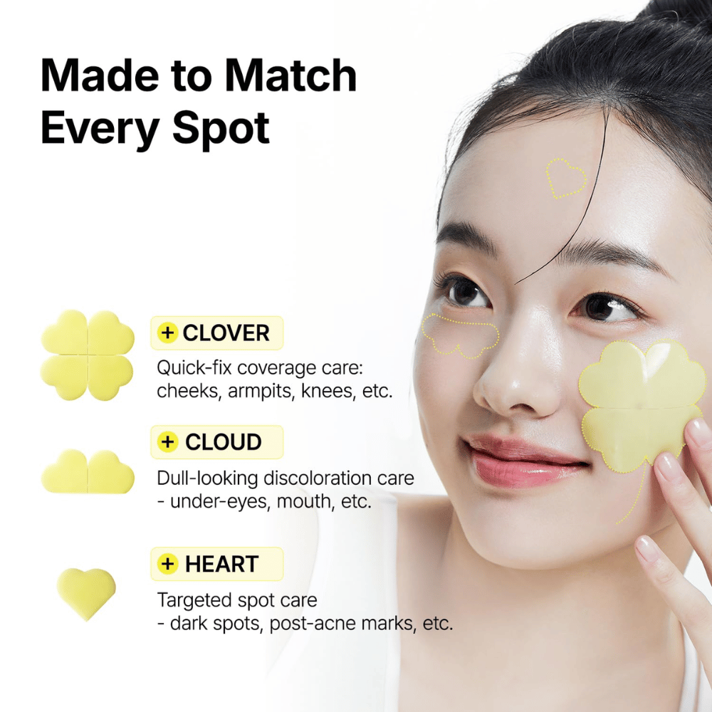 Ma:nyo Glutathione 7 Dark Spot Serum Patch mit klee-, wolken- und herzförmigen Patches zur gezielten Behandlung verschiedener Hautbereiche