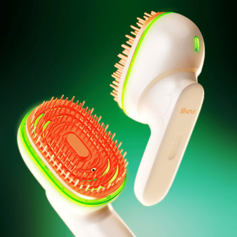 LILYEVE GrowTurn Brush Steam Booster – Kopfhautbürste mit grüner LED-Lichtfunktion