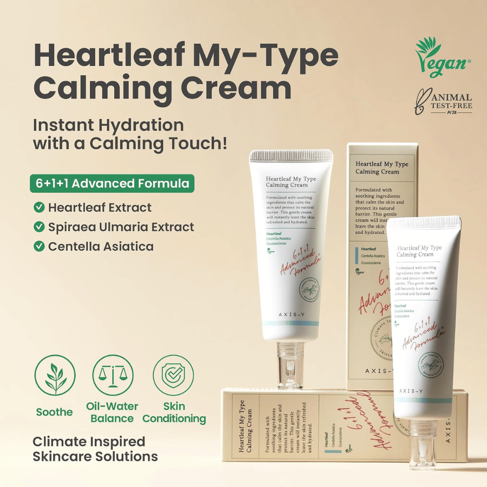 AXIS-Y Heartleaf My Type Calming Cream – feuchtigkeitsspendende und beruhigende Gesichtscreme für empfindliche Haut