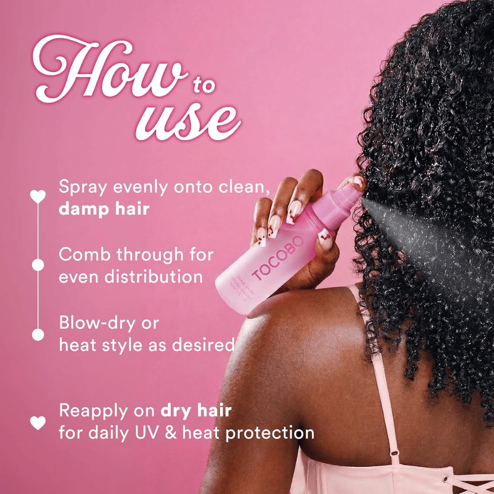 TOCOBO Heat Proof Hair Mist #01 Lowkey Famous – Anwendung im feuchten Haar vor dem Föhnen und Hitzestyling