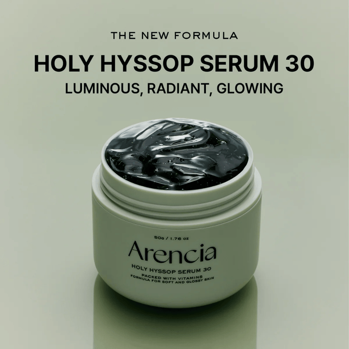 Arencia Holy Hyssop Serum 30 – nytt lystergivande serum med vitaminrik formula som ger jämn, strålande och frisk hudton.