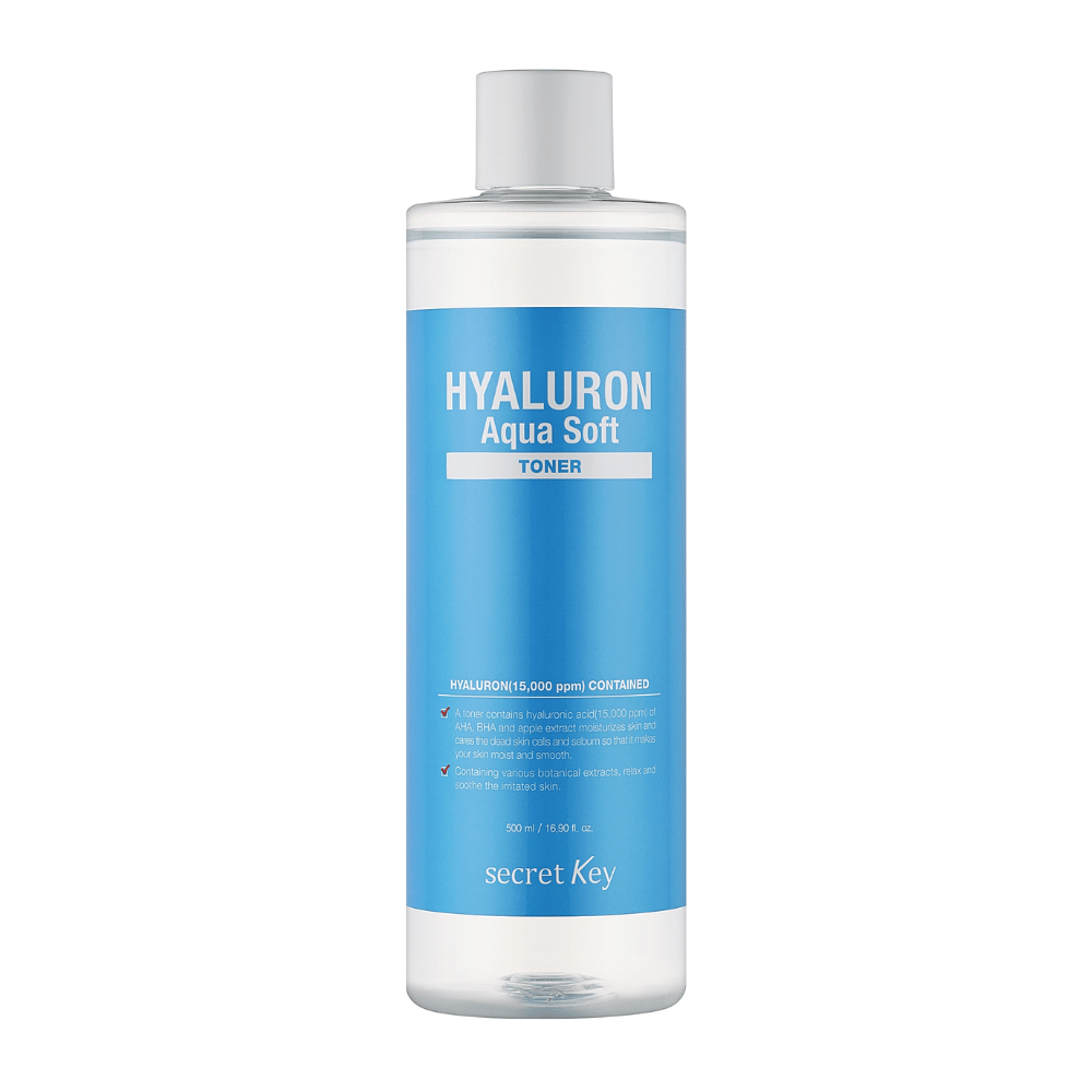 Secret Key Hyaluron Aqua Soft Toner – feuchtigkeitsspendender Toner mit Hyaluronsäure, der weiche, glatte und erfrischte Haut mit natürlichem Glanz verleiht.