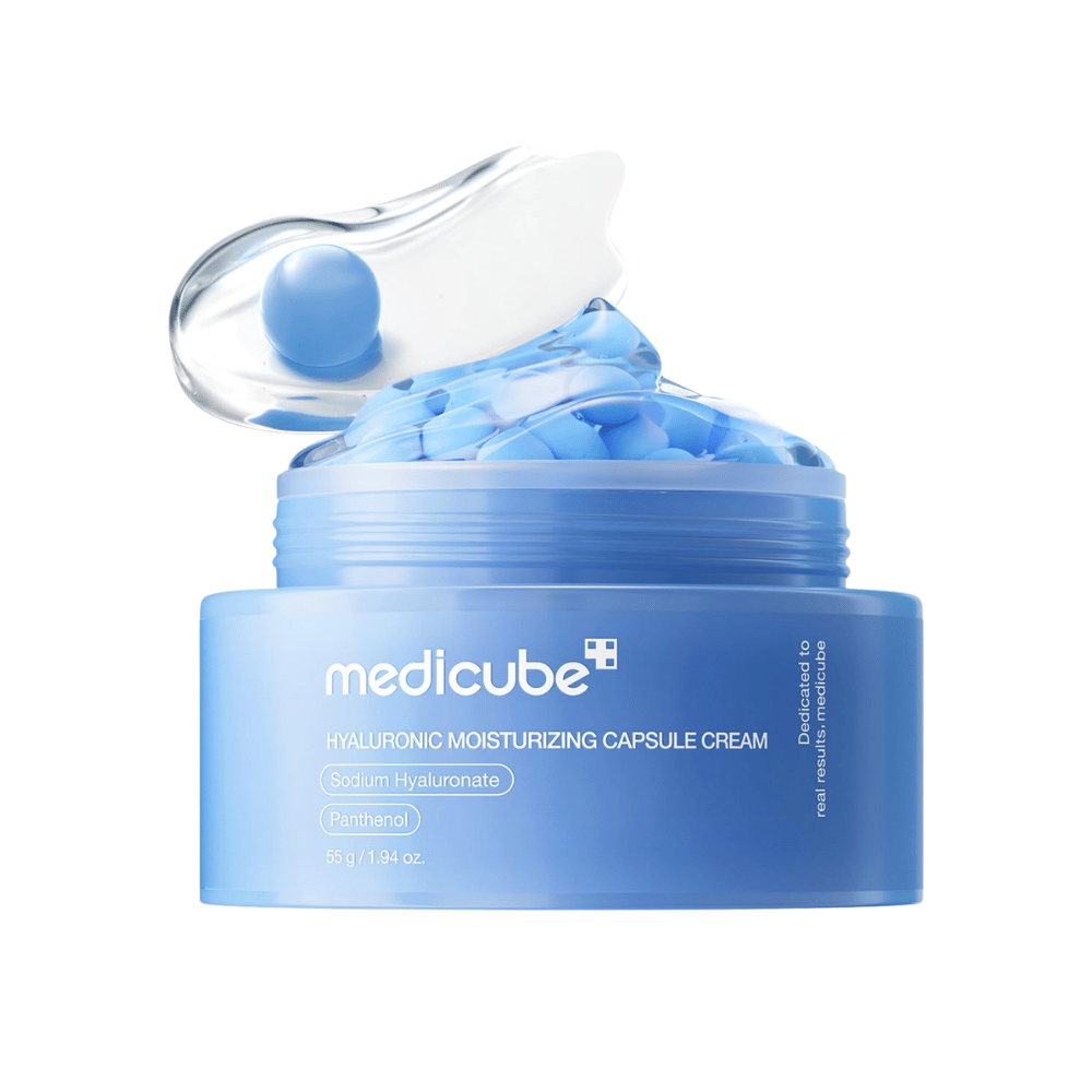 5. Medicube Hyaluronic Moisturizing Capsule Cream 55 g – feuchtigkeitsspendende Kapselcreme im blauen Tiegel