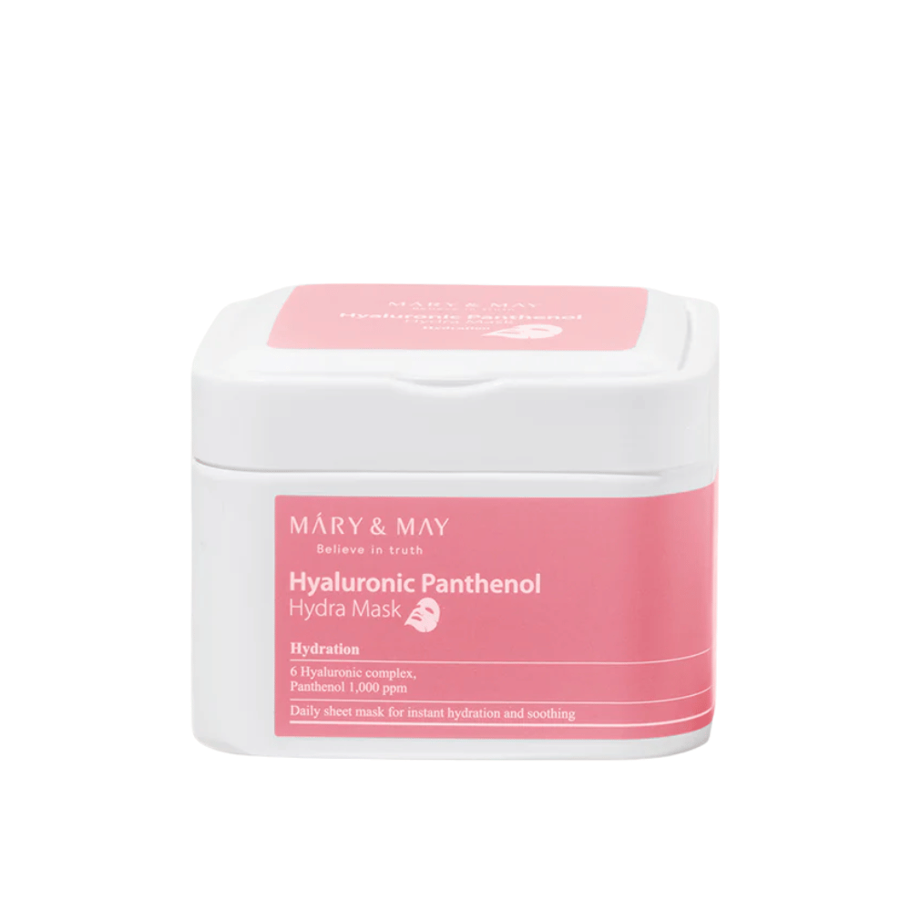 Mary & May Hyaluronic Panthenol Hydra Mask – koreanische Gesichtsmaske mit Hyaluronsäurekomplex und Panthenol 1000 ppm für tiefe Feuchtigkeit