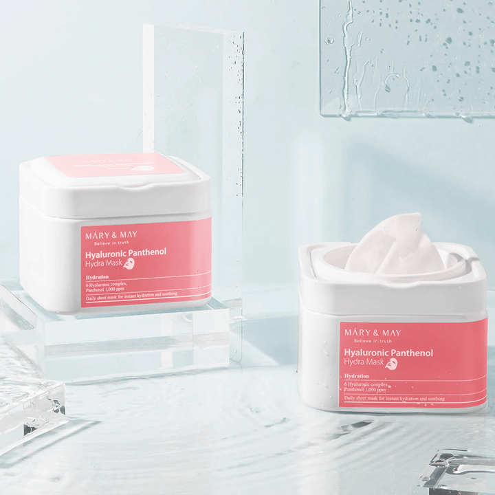 Mary & May Hyaluronic Panthenol Hydra Mask – intensiv feuchtigkeitsspendende Gesichtsmaske mit Hyaluronsäure und Panthenol für trockene und empfindliche Haut
