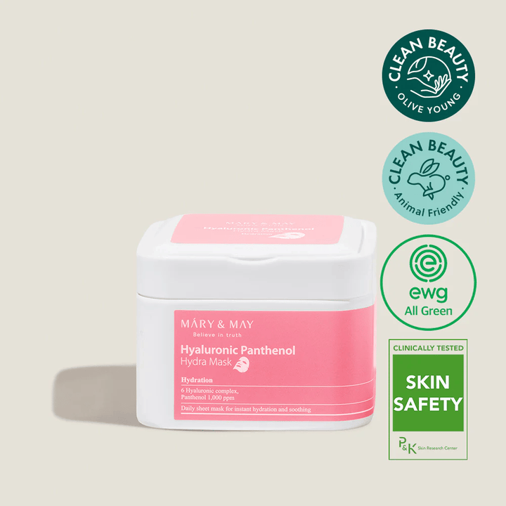 Mary & May Hyaluronic Panthenol Hydra Mask – feuchtigkeitsspendend sheet mask mit 6 Hyaluronsäuren und Panthenol, vegan und clean beauty