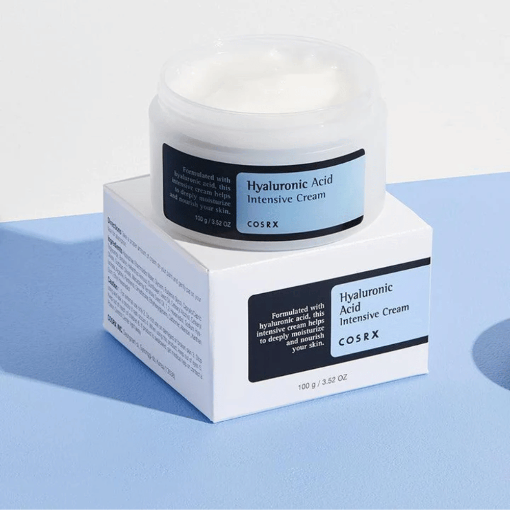 Offene COSRX Hyaluronic Acid Intensive Cream – feuchtigkeitsspendende Gesichtscreme mit Hyaluronsäure für trockene und feuchtigkeitsarme Haut