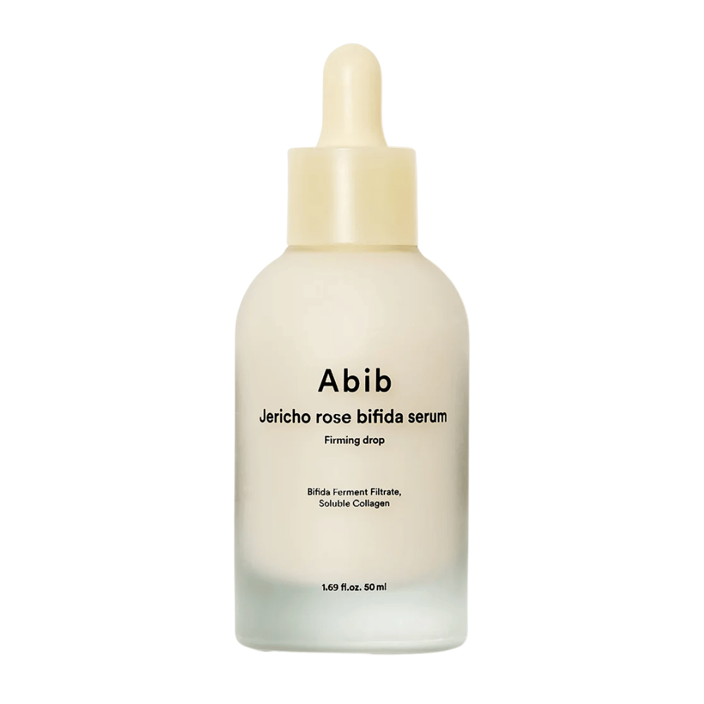 Freigestelltes reines Produktbild von Abib Jericho Rose Bifida Serum Firming Drop auf hellem Hintergrund.