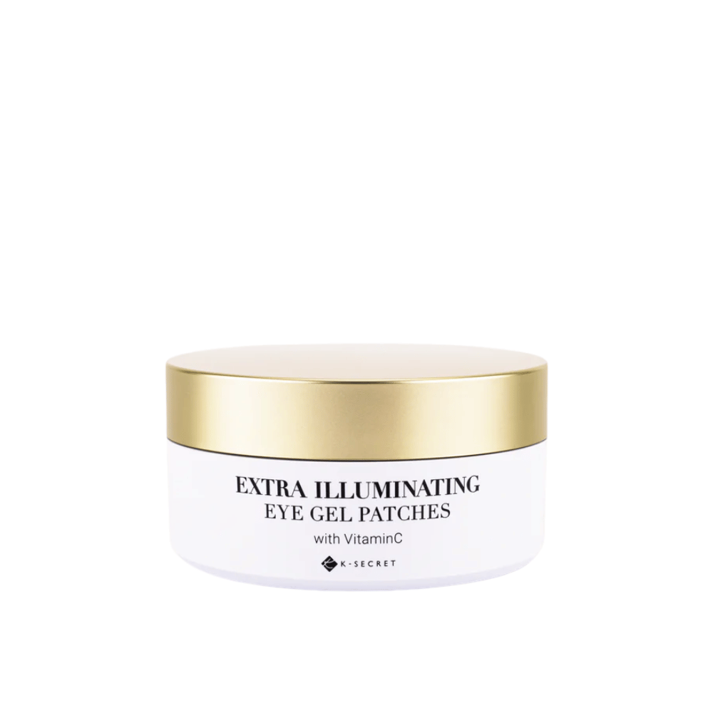 Dose mit K-Secret Extra Illuminating Eye Gel Patches mit Vitamin C und goldfarbenem Deckel.