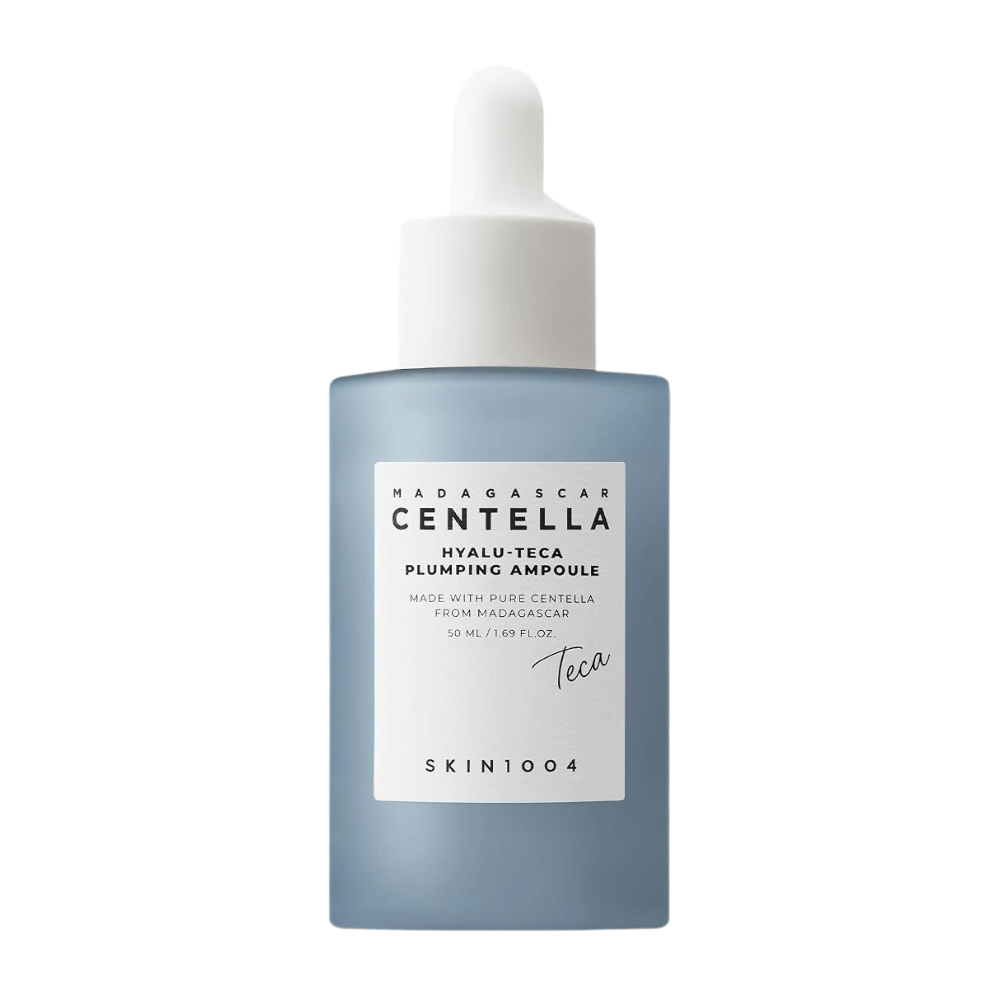 6. SKIN1004 Madagascar Centella Hyalu-Teca Plumping Ampoule 50 ml – feuchtigkeitsspendende Gesichtsampulle in blauer Flasche mit Pipette