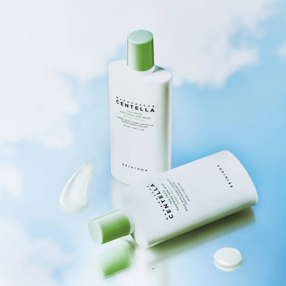 SKIN1004 Madagascar Centella Tea-Trica Soothing Sun Milk SPF50+ PA++++ feuchtigkeitsspendender chemischer Sonnenschutz für das Gesicht