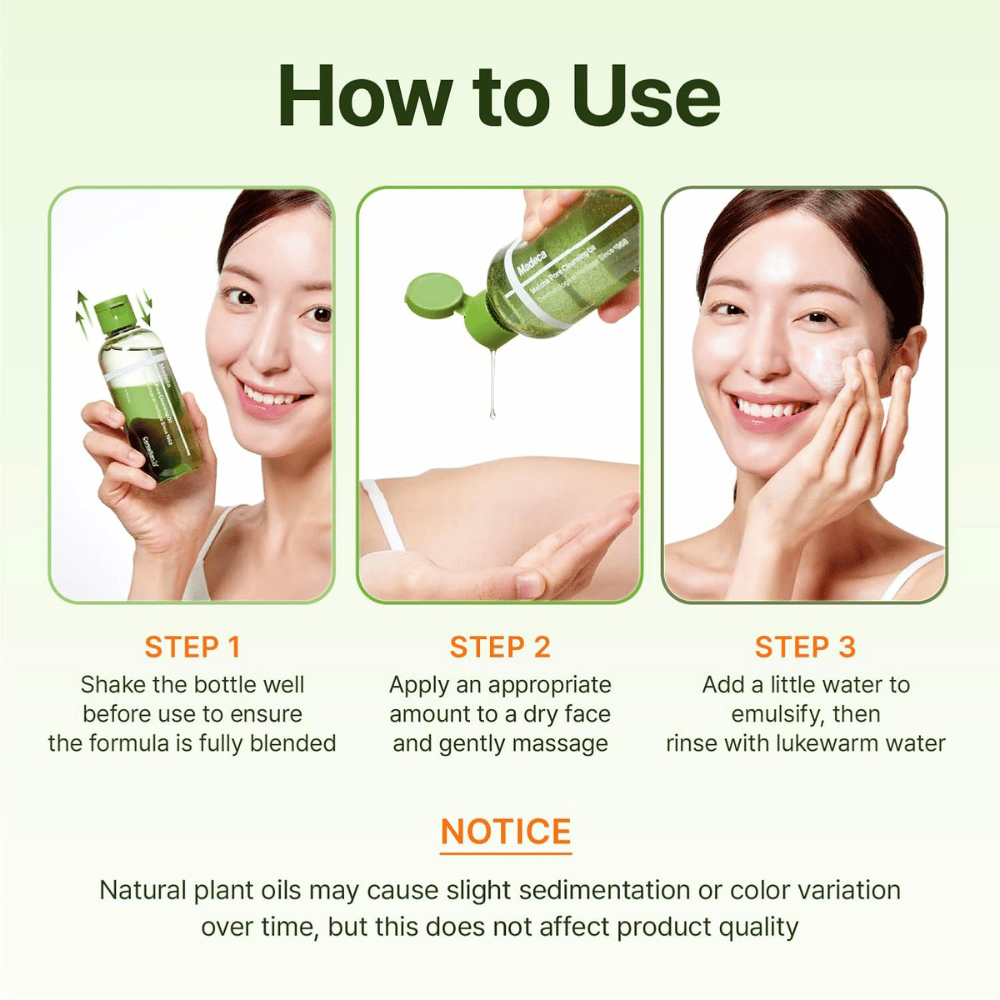 Centellian24 Madeca Matcha Pore Cleansing Oil Anwendungshinweise zur Hautreinigung