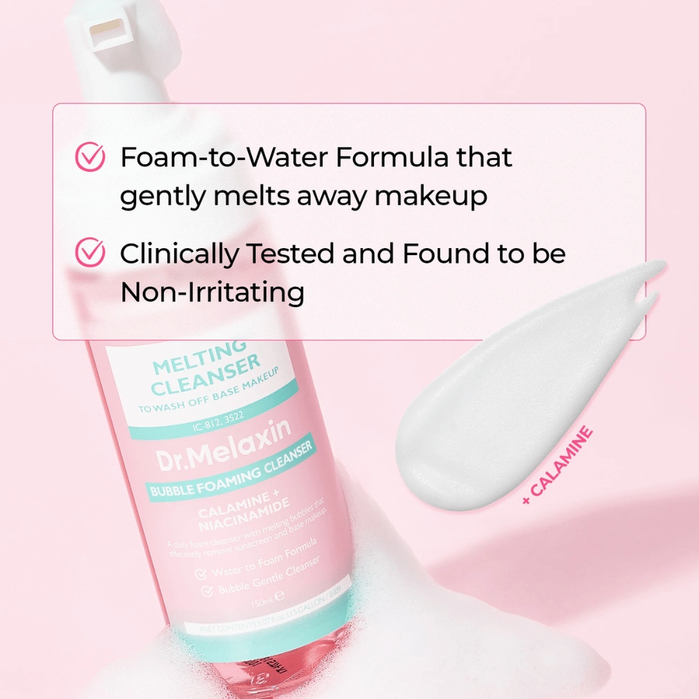 Schaum-zu-Wasser-Formel in Dr. Melaxin Melting Cleanser, die effektiv Make-up und Unreinheiten entfernt