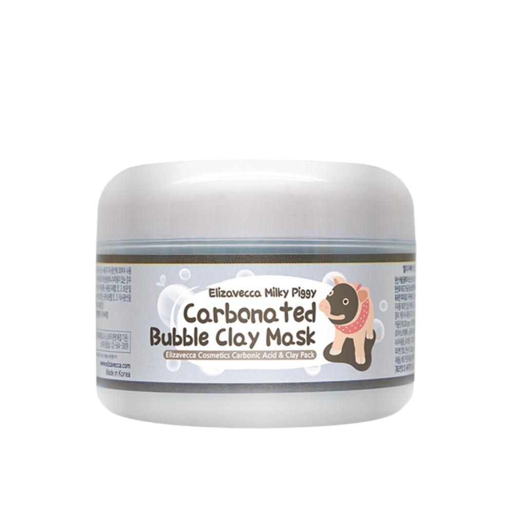Elizavecca Milky Piggy Carbonated Bubble Clay Mask in der Dose – kohlensäurehaltige Tonmaske, die auf der Haut schäumt und hilft, die Poren tief zu reinigen.