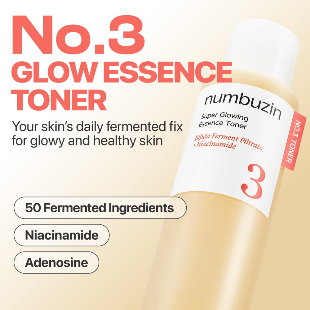 Numbuzin No.3 Glow Essence Toner – tägliche fermentierte Essenz für frische, hydratisierte und strahlende Haut.