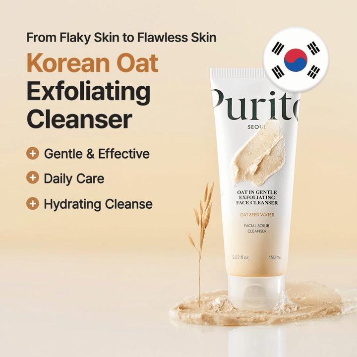 Purito Oat In Gentle Exfoliating Face Cleanser 150 ml – koreanische Gesichtsreinigung mit Haferpartikeln für tägliches sanftes Peeling